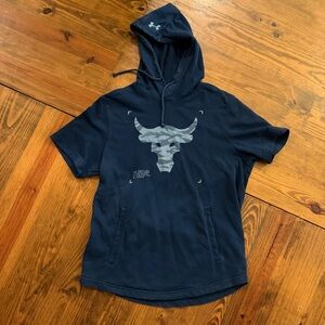 Under Armour Men's Navy Short Sleeve Hoodie- Project Rock